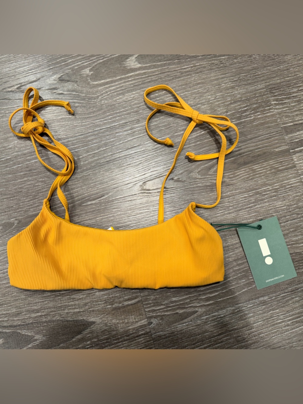 Daily Drills Golden Yellow Ribbed Bikini Top